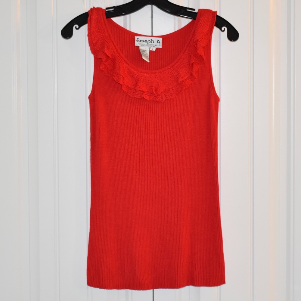 Joseph A. Red Ruffle Tank Size L